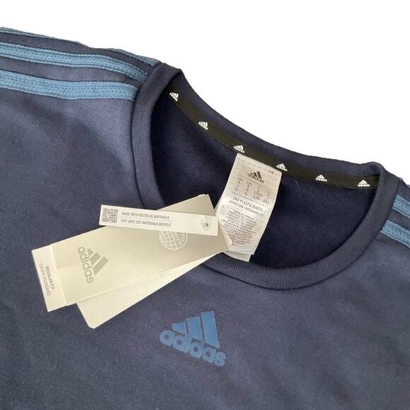 Adidas Men’s Fleece Sweatshirt Blue Size Large NWT - Picture 2 of 9